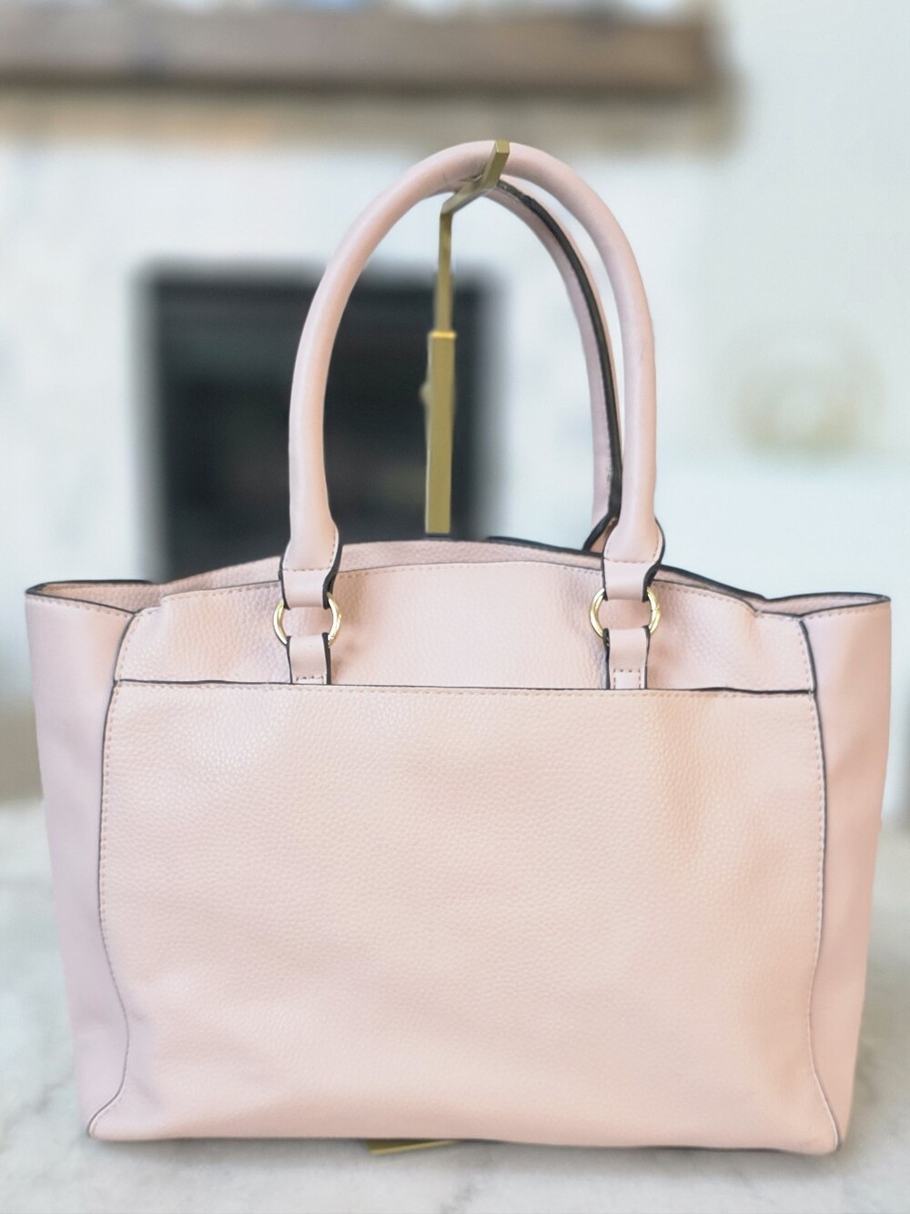 Nanette Lepore Pink Pebbled Leather Tote with Crossbody Strap - Picture 2 of 13